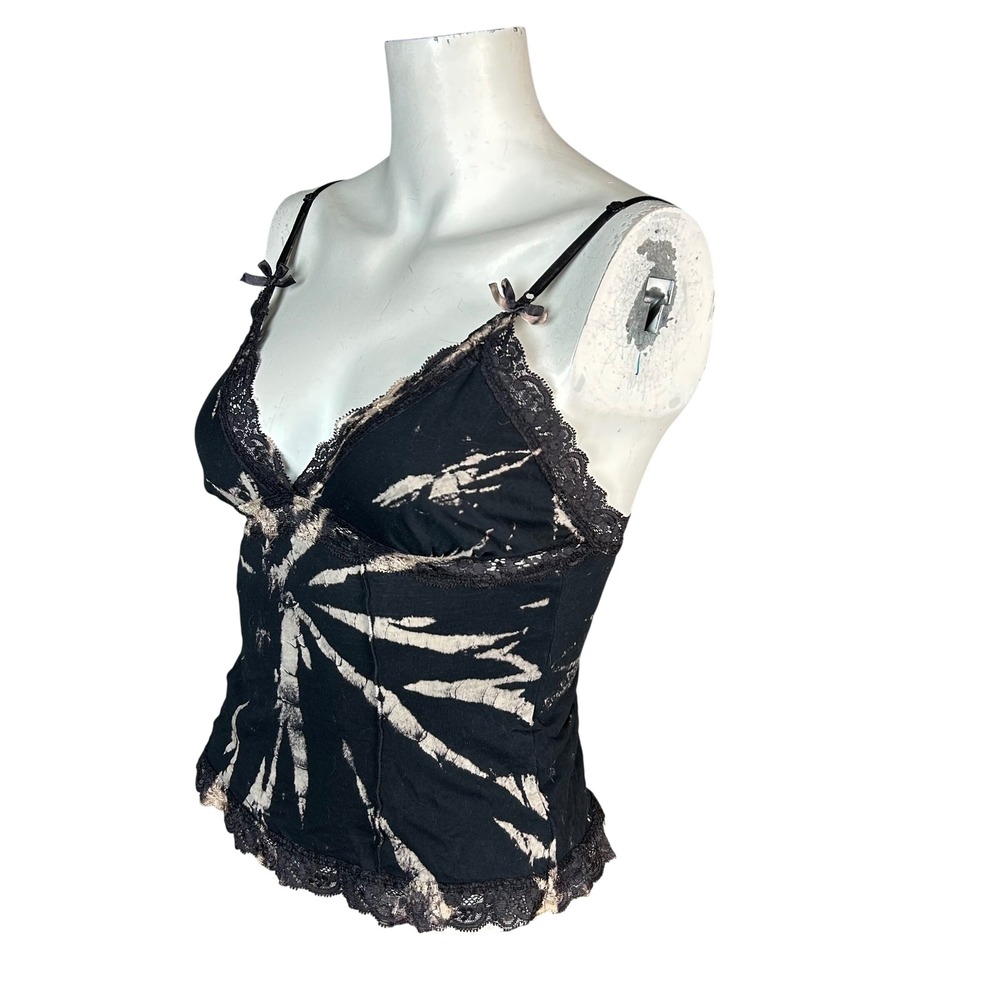 Y2k Whimsigoth Dark Fairy Cami Tank Small Strappy Tie Dye Lace Sunburst Grunge - Picture 3 of 8